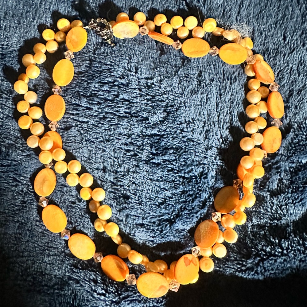 Elegant Orange  Beaded Necklace